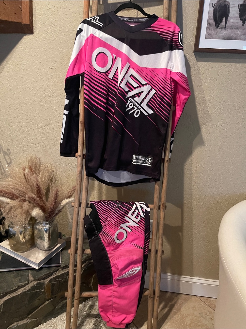 O'NEAL women’s ' Pink & Black Motocross Jersey and Pants Set